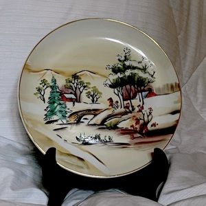 Norcrest Japan P-85 Winter Scene with Bridge Display Plate (Vintage 1950’s)